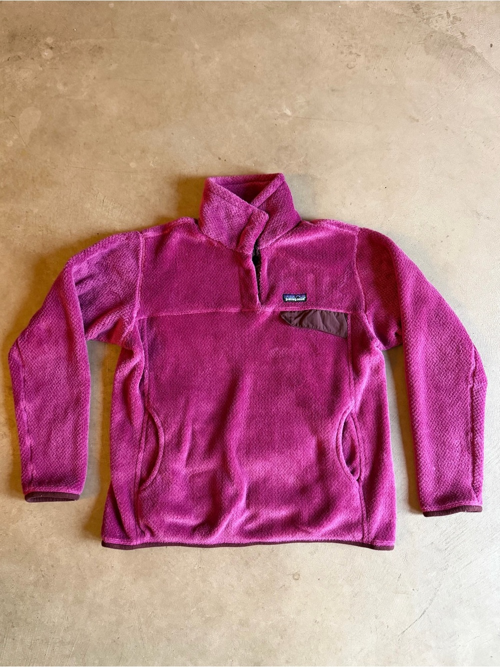 Patagonia Synchilla Pink/Magenta Snap T Long Sleeve Fleece Pullover Jacket - L